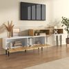 TV-Schrank mit verstellbarer Länge, Stauraum & Kabeldurchführung, 120+120 x 30 x 63,5 cm, Weiß/holzfarben Bild 5