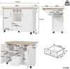 Sideboard 137,9 x 73 x 92,2 cm mit Klapptisch, 2 Schubladen, Türen, Weinregalen und Rollen, weiß Bild 2