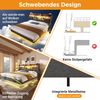 Polsterbett 180x200 cm Schwebebett mit LED-Beleuchtung, Kopfteil und Ladestation(1 Type-C, 3 USB-Anschlüsse), Modern Doppelbett mit Stauraum-Kopfteil und lattenrost, Leinen, Grau(Ohne Matratze) Bild 4