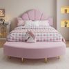 Polsterbett rosa mit Bettbank Samt Kopfteil 140x200 cm Doppelbett mit Bank Bild 2