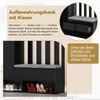 Merax 180cm Flurgarderobe, mit gepolsterter Aufbewahrungsbank, multifunktionaler Flur-Schuhschrank mit Stecktafel, moderne Garderobe mit 4 Haken, Schwarz Bild 5