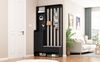 Merax 180cm Flurgarderobe, mit gepolsterter Aufbewahrungsbank, multifunktionaler Flur-Schuhschrank mit Stecktafel, moderne Garderobe mit 4 Haken, Schwarz Bild 3