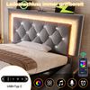 Polsterbett Einzelbett, mit LED-Diamantband im Kopfteil USB Type-C Ladestation hydraulischem Bettkasten Stauraum modernes Jugendbett Lattenrost ohne Matratze, Samt, Grau, 90 x 200 cm Bild 3