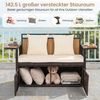 COSTWAY Gartenbank, Polyrattan mit Stauraum, klappbaren Seitenablagen & Kissen 120cm Bild 3