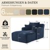 1-Sitzer Schlafsessel H 82 x T 100 x B 166 cm aus Cord in Blau, vielseitig als Chaiselongue nutzbar Bild 4