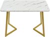 Esstisch-Set mit 4 Stühlen, MDF-Tisch in Marmoroptik & Samtstühle, Grün/Gold Bild 4