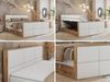 Doppelbett, Boxspringbett mit zwei Multipocket-Matratzen und ein Topper, Bettkästen, Eiche Wotan Holzrahmen, genähtes Kopfteil und Front - ALBERO 2 KING DUO - 140 x 200 cm - Weiß Kunstleder - H4 Bild 2