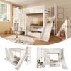 Merax Etagenbett, 90×200 cm Einzelbett Kinderbett Jugendbett mit Rutsche, Leiterschrank, große Schubladen & offenes Regal, Lattenrost, Weiß Bild 3