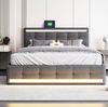 Grau Intelligentes LED Polsterbett 140x200 cm Mit App Steuerung Und 4 Schubladen Doppelbett Mit USB Anschlüssen Music Sync Modus Bild 2