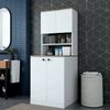 Dmora Großer Mehrzweckschrank Marty, Multifunktionale Möbel, Schuhschrank, Besenschrank, 70x73h184 cm, Weiß und Walnuss Bild 2