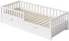 Bellabino 'Vils' Kinderbett 90x200 cm mit Matratze und großer Schublade, weiß, Kiefer Massivholz, Montessori Bett mit Stauraum, mit abnehmbarem Rausfallschutz und Lattenrost Bild 2
