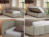 Jugendbett 90x200 ARVO Polsterbett mit Bettkasten, Stauraum & Gasdruckfeder, Modernes Design mit Kopfteil, Multipocket Matratze - Grau Strukture - ELORI LUX - Links Seite Bild 2