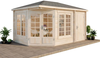 Alpholz 5-Eck Gartenhaus Josephine mit Anbau Gartenhaus aus Holz Holzhaus mit 40 mm Wandstärke Blockbohlenhaus mit Montagematerial Bild 3
