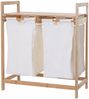 Wäschesammler HWC-B83, Laundry Wäschesortierer Wäschekorb Wäschebehälter, Bambus 2 Fächer 74x64x33cm 70l ~ weiß Bild 3
