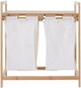 Wäschesammler HWC-B83, Laundry Wäschesortierer Wäschekorb Wäschebehälter, Bambus 2 Fächer 74x64x33cm 70l ~ weiß Bild 4