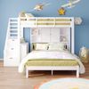Kinderbett 90×200/140×200 cm aus Massivholz & MDF mit Stauraumtreppe und Beistelltisch, weiß Bild 2