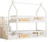 Kinderbett 90×200/140×200 cm aus Massivholz & MDF mit Stauraumtreppe und Beistelltisch, weiß Bild 5