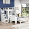 Kinderbett 90×200/140×200 cm aus Massivholz & MDF mit Stauraumtreppe und Beistelltisch, weiß Bild 3