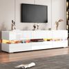 REDOM Lowboard Moderner TV-Schrank Hochglanz Weiß mit (TV-Ständer, 1 St, 4 Türen, 1 Schublade und offenes Fach), Hochglanz-TV-Schrank mit Acryl-Glaseinsatz und Drucköffnung Bild 2