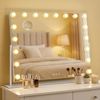 SONGMICS Make-up Spiegel mit LED-Beleuchtung, Kosmetikspiegel, Touch-Steuerung, Handyhalter, 3 Lichtfarben, 80 x 60 cm, weiß Bild 2