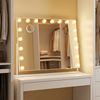 SONGMICS Make-up Spiegel mit LED-Beleuchtung, Kosmetikspiegel, Touch-Steuerung, Handyhalter, 3 Lichtfarben, 80 x 60 cm, weiß Bild 3