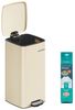 SONGMICS Mülleimer Küche, 30 Liter Abfalleimer, Tretmülleimer, Stahl, mit Inneneimer, Softclose, Offenhaltefunktion, beige Bild 1