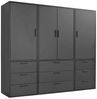 mokebo Kleiderschrank Der Grenzenlose (4-Türig & 9 Schubladen) Garderobenschrank, Schlafzimmerschrank oder Schrank groß in Schwarz Bild 2
