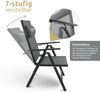 4er Set Gartenstuhl Hochlehner Verstellbar VOGT - Stahlgestell | Gartenstühle Klappbar mit Kopfkissen Campingstuhl Wetterfest Klappstuhl, Anthrazit Bild 5