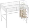 Hochbett Liegefläche 140x200 cm aus Metall mit Sicherheitsleiter, Vollgitter-Rausfallschutz und Kleiderschrank, ohne Matratze Bild 4