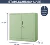 Aktenschrank abschließbar BEATA - 3 Ebenen verstellbar, Flügeltüren | Metallschrank Werkstatt Mehrzweckschrank Büroschrank aus Stahl Werkzeugschrank, 93x90x40cm Pastellgrün Bild 2
