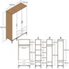 Dmora Kleiderschrank 3 Türen Petroleuse, Schlafzimmermöbel, Schrank, Garderobe, 120x201h48 cm, Walnuss und Anthrazit Bild 3