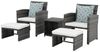 JOIVI Balkonset Balkonmöbel-Set, 5-tlg Rattan Gartenmöbel-Set, (2er Gartensessel mit Beistelltisch&Hocker,Gartensitzgruppe inkl), Sitzkissen&Rückenkissen, Gartensofa Set für Garten Indoor Balkon, Weiß Bild 2