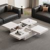REDOM Couchtisch Quadratischer Couchtisch mit Marmor-Optik (Satztisch, Beistelltisch, Wohnzimmertisch, 1-St, 4 Speicherplatz), mit Marmor-Optik, Schiebbarer Tischplatte Bild 3