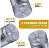 Praknu Salzstreuer 12 Gewürzdosen Silber I Gewürzstreuer Edelstahl Set 80ml, (Set, 12-tlg), Mit Sichtfenster und 3fach Streuregulierung - Gewürzgläser für Gewürze Bild 4