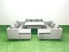 Fimous Polyrattan Gartenmöbel Set 11 Sitzer Garten Sofa Rechteckiger Esstisch Set mit 2 Großer Hockern Hellgrau gemischt Bild 2