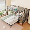 MODFU Etagenbett Funktionsbett mit Ausziehbett-Design (Jugendbett, Treppenkonstruktion mit Stauraum und Stofftasche, Metallbett 90x200 cm, 180x200 cm), ohne Matratze Bild 2