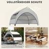 PawHut Tierbett Erhöhtes Hundebett mit Dach, Stahlrahmen, Aufbewahrungstasche, Polyester, für extra große Hunde, 122x92x94cm, Hellgrau Bild 4