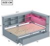 Schlafsofa aus Massivholz mit Stauraum, USB-Anschluss & LED, 140x200 cm, Grau, ohne Matratze Bild 2