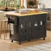 Sideboard 140x45/73x93,5 cm, mobil & klappbar, MDF mit Sicherheitsglas, schwarz Bild 2
