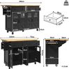 Sideboard 140x45/73x93,5 cm, mobil & klappbar, MDF mit Sicherheitsglas, schwarz Bild 4