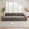 3-Sitzer Modulsofa H 76 x T 281 x B 95 cm aus Chenille in Braun, rahmenlos Bild 3