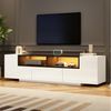 KLAM HOME Lowboard 180x40x48cm Mit LED-Licht, Fernsehschrank mit L-Form und Schubladen (Standfernsehschrank, Wohnzimmerschrank, TV-Ständer), TV-Schrank in Hochglanzweiß, Geeignet für 75-Zoll-Fernseher Bild 5