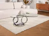 Vente-unique - Couchtisch mit drehbaren Tischplatten - Sicherheitsglas & Metall - JOLINE Bild 3