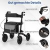 Rollator mit Luftbereifung faltbar und leicht mit Sitz Aluminium bis 140 kg 2 in 1 Rollstuhl Schwarz Bild 3