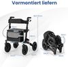 Rollator mit Luftbereifung faltbar und leicht mit Sitz Aluminium bis 140 kg 2 in 1 Rollstuhl Schwarz Bild 2
