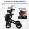 Rollator mit Luftbereifung faltbar und leicht mit Sitz Aluminium bis 140 kg 2 in 1 Rollstuhl Schwarz Bild 5