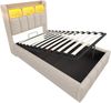 Polsterbett 90x200 cm mit LED, USB-C und Stauraum, Leinen beige, ohne Matratze Bild 4