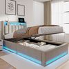 Gdood Polsterbett Polsterbett Stauraumbett Doppelbett LED, Samtstoff (1-tlg, Type-C + USB, Hydraulisch hebbarer Stauraum), Mit Bettkasten, LED-Beleuchtung, USB-Anschluss, 90x200 cm Bild 5