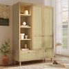 Flieks Kleiderschrank Garderobenschrank 120x50x180cm mit 2 Schubladen und 2 Türen, Rattan Bild 2