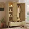 Flieks Kleiderschrank Garderobenschrank 120x50x180cm mit 2 Schubladen und 2 Türen, Rattan Bild 3